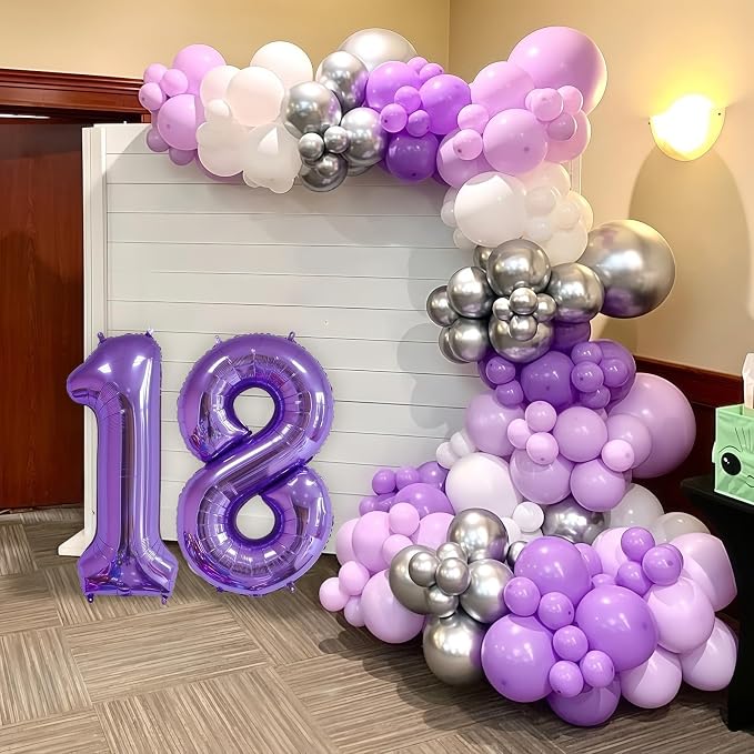 Purple 18 Balloon Number, 40 Inch Number 18 Balloon Big Foil Mylar Helium - Image 5