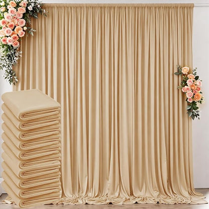 50 ft x 10 ft Wrinkle Free Champagne Backdrop Curtain by Outpain