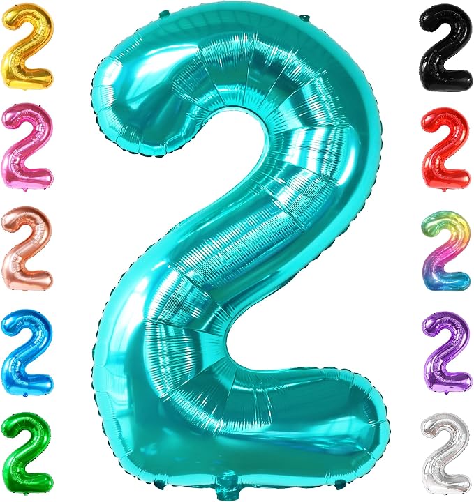 KatchOn Aqua Blue Number 2 Balloon 40 Inch 2nd Birthday Decorations by KatchOn