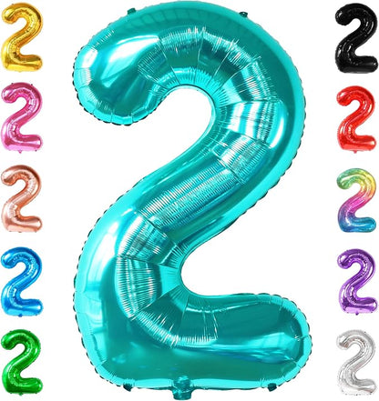 KatchOn Aqua Blue Number 2 Balloon 40 Inch 2nd Birthday Decorations by KatchOn