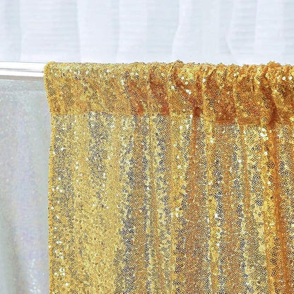 Poise3EHome Gold Sequin Backdrop Curtain, 2 Panels 2Ft x 8Ft Glitter - Image 4