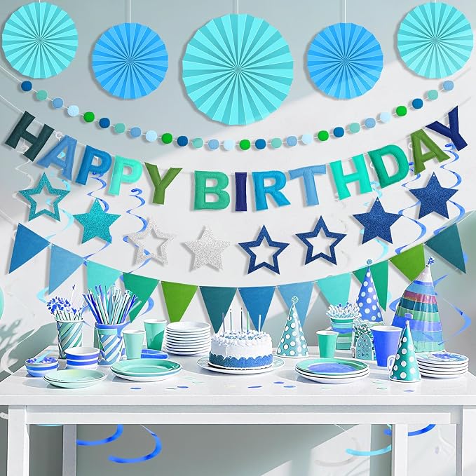 3D Happy Birthday Banner, Pre-Strung Felt Party Decorations | Ready-to-Hang 3D - Image 7