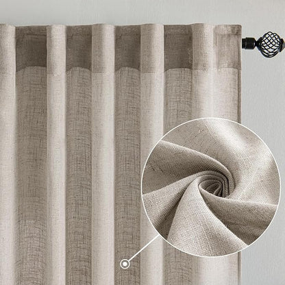 MIULEE Burlywood Birch Linen Curtains 52x84 Inch Long 2 Panels - Image 2