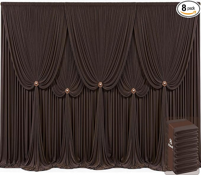 8 Panels Brown Backdrop Curtains by Tao-GePartyDecorations