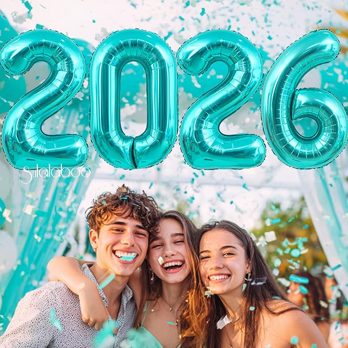 40 Inch Big Teal Blue Number 5 Foil 0-9 Mylar Helium Balloons | Large Digital - Image 3