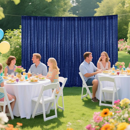 2×8FT-6PCS Navy Sequin Backdrop Curtains Panels, Photography Backdrop Glitter - Image 3
