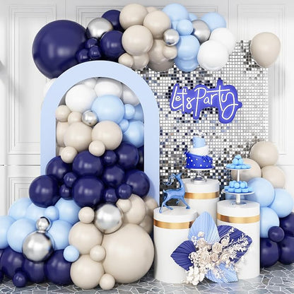 Navy Blue Silver Balloon Garland Arch Kit by BTZO