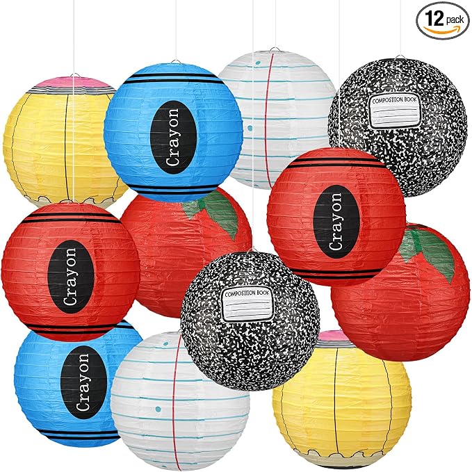12 Pcs Back to School Classroom Paper Lanterns 10 Inch Classroom Hanging by Retisee