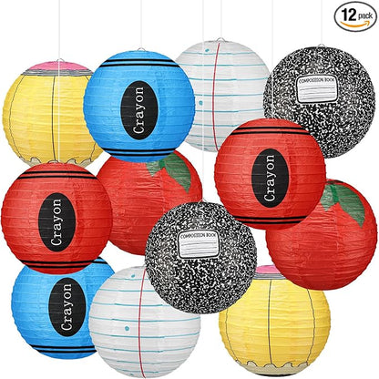 12 Pcs Back to School Classroom Paper Lanterns 10 Inch Classroom Hanging by Retisee
