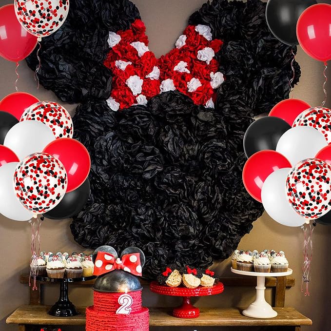 80Pcs Red White and Black Latex Balloons - Image 2