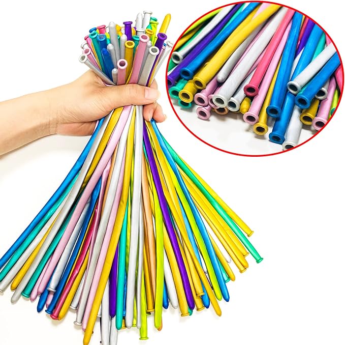 Metallic 260 long balloons 100 Pack Multicolored Twisting Animal Balloons - Image 2
