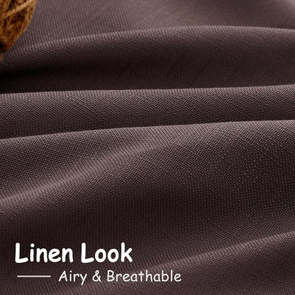 Linen Curtains 84 Inch Long, Coffee Brown, 2 Panels 52x84 | Living Room - Image 3