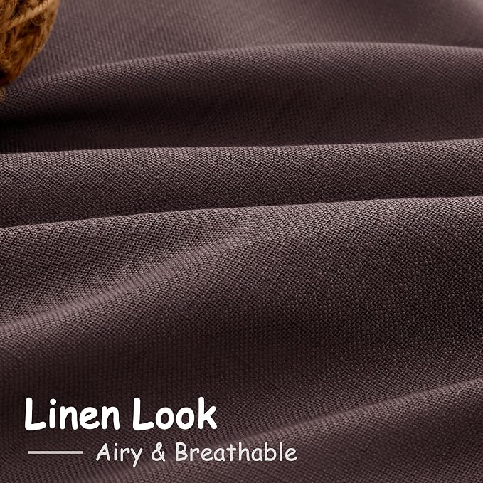 Coffee Brown Linen Curtains 63 Inches Long - Image 3