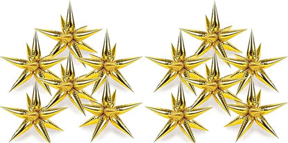 LovesTown 72PCS Gold Starburst Balloons, Foil Balloons Magic Star Spike Designs by Lovestown