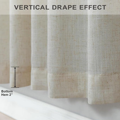 Pitalk Beige Linen Curtains 95 Inches Long 2 Panels - Image 7