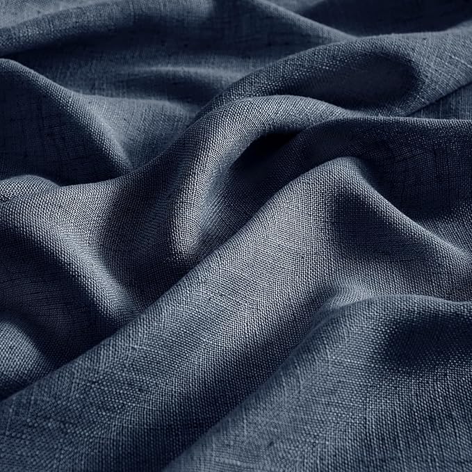 MIULEE Navy Blue Linen Curtains 52x90 Inch 2 Panels - Image 4