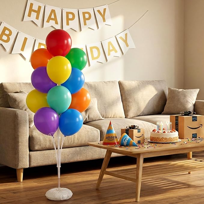 Aneco 4 Set Rainbow Latex Balloon Stand Kit - Image 2
