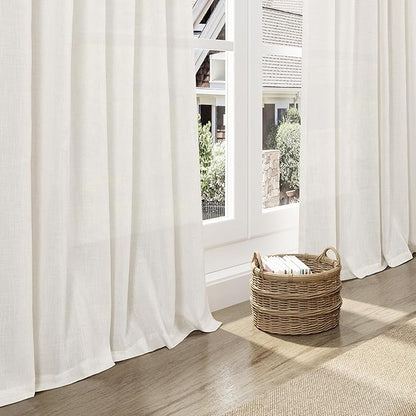 Beige White Linen Curtains 108 Inches Long - Image 6