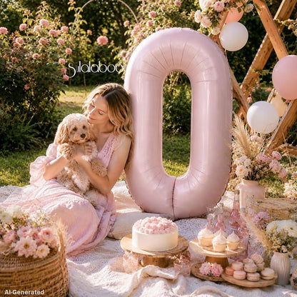 40 Inch Light Pink Number 0 Balloon 0-9 0th Foil Big Giant | Digital - Image 4