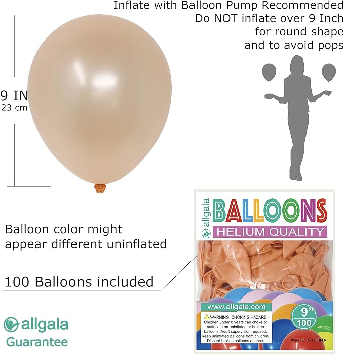 Allgala 100 Count 9 Inch Helium Grade Premium Latex Balloons - Image 2