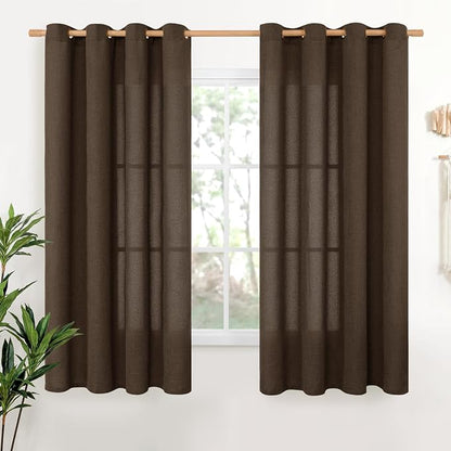 YoungsTex Brown Linen Curtains 68 Inch Length by YoungsTex