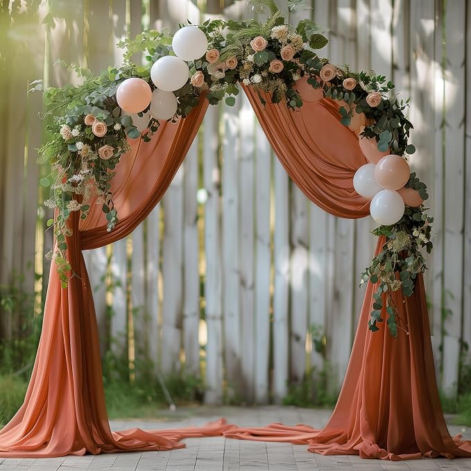 Wedding Arch Draping Fabric Backdrop Drapes 2 Panels, Terracotta | 28.7"x20FT - Image 4