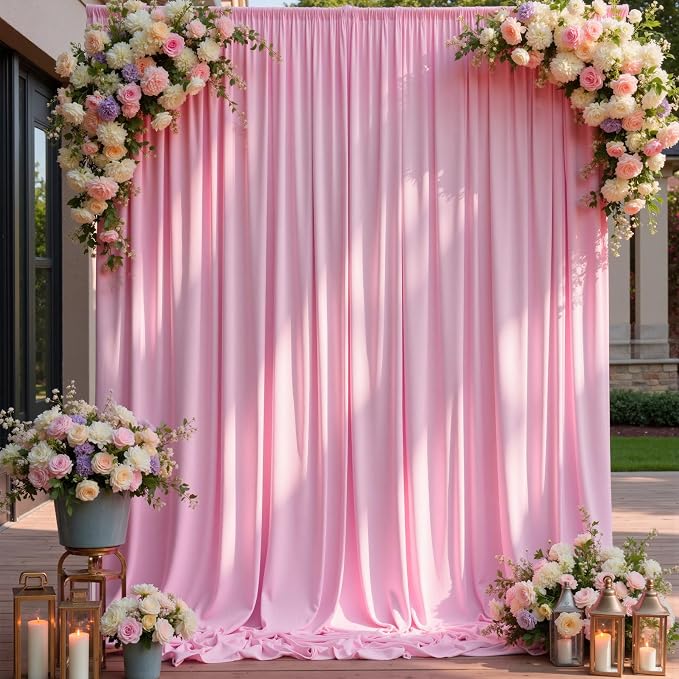 50×12ft Wrinkle Free Pink Backdrop Curtain - Image 5