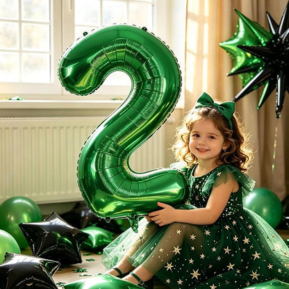 TONIFUL 2nd Birthday Balloons Kit 40 Inch Dark Green Large Number 2 Balloon | - Image 5