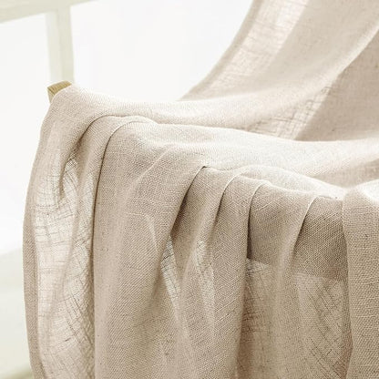 MIULEE Light Taupe Linen Curtains 52x45 Inch 2 Panels - Image 6