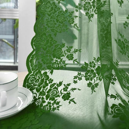 Kotile Emerald Green Floral Sheer Curtains - Image 5