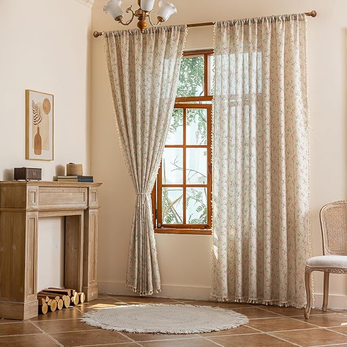 ENJOYBRIDAL Floral Bedroom Curtains 84 Inch Length 2 Panels Set Farmhouse Semi - Image 5
