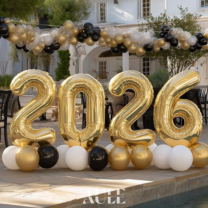 AULE 40 Inch Light Gold 2 Balloon Number Foil 0-9 Birthday Big Numbers | - Image 4