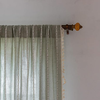 Boho Embroidery Striped Country Farmhouse Curtains - Image 4