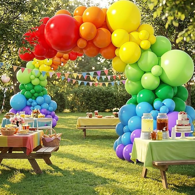 RUBFAC Rainbow Balloon Arch Kit 129pcs Different Sizes 18 12 10 5 Inch | Latex - Image 5