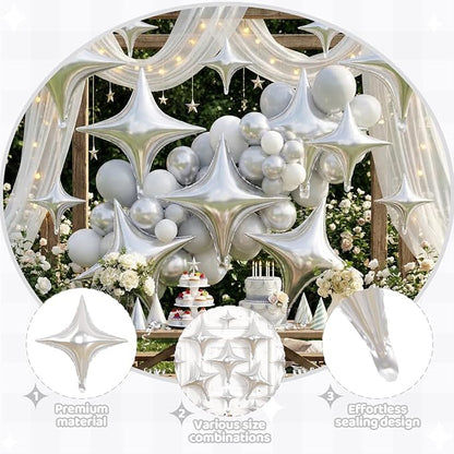 Silver Star Balloons, 26 Inch and 10 Inch Silver Stars Shaped Balloon - Image 3