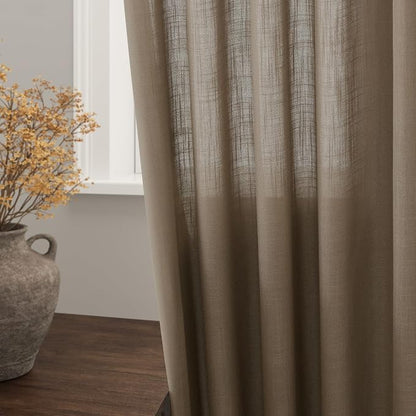 Dark Taupe Flax Linen Curtains 90 Inches Long - Image 2