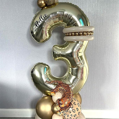 Champagne Gold Number 3 Balloons, 40 Inch Giant Light Gold Helium Foil Number - Image 3