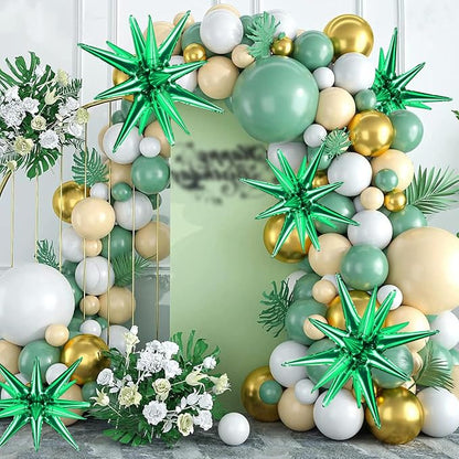 8 Pcs Green Star Balloons, 27/22 inch One-Piece Explosion Foil Balloons - Image 6