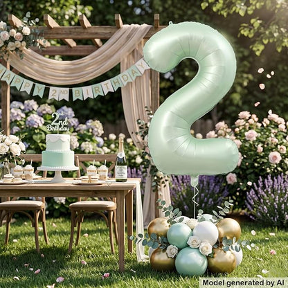 40 Inch Olive Green Number 2 Foil Balloon - Image 3