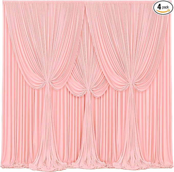 4 Panels Blush Pink Backdrop Curtains by Tao-GePartyDecorations