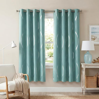 NICETOWN Aqua Blue Curtains 72 inch Long by NICETOWN