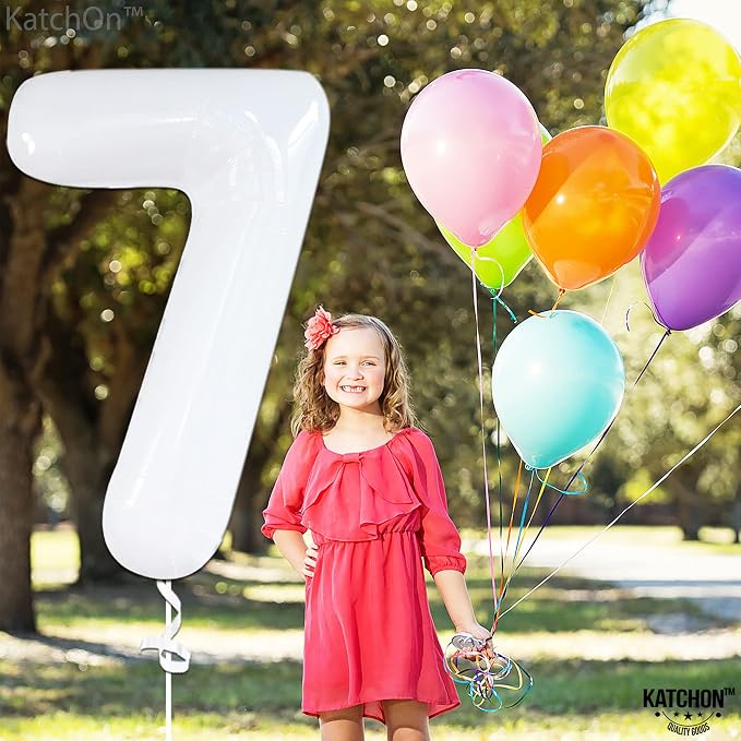 KatchOn White Number 7 Balloon 40 Inch | 7th Birthday Balloon - Image 2