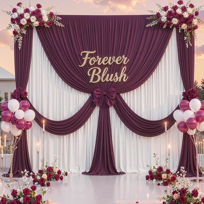 20 ft x 10 ft Wrinkle Free Maroon Backdrop Curtain - Image 8