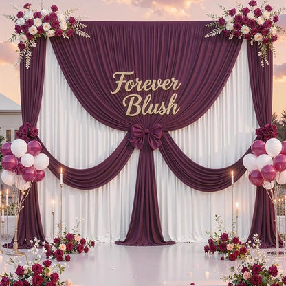 40 ft x 10 ft Wrinkle Free Maroon Backdrop Curtain - Image 7