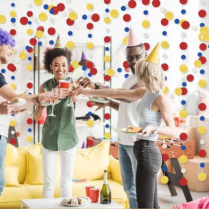 Outus 5 Pieces Colorful Circle Garland Banner Hanging Paper Dot Decorations - Image 7