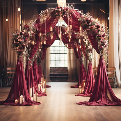 Wedding Arch Draping Fabric Backdrop Drapes 6 Panels, Burgundy | 28.7"x20FT - Image 5