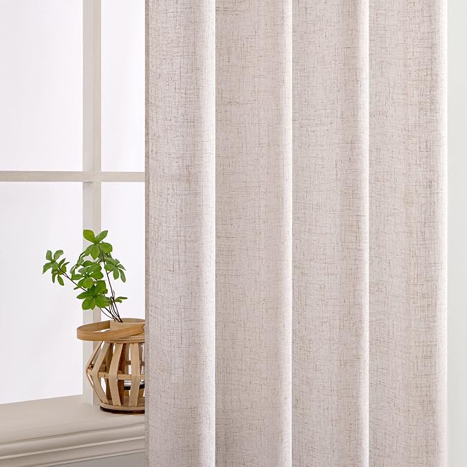 MIULEE Natural White Linen Curtains 37x72 Inch Length 2 Panels | Window Drapes - Image 5