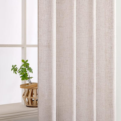 MIULEE Natural White Linen Curtains 52x105 Inch Length 2 Panels - Image 5