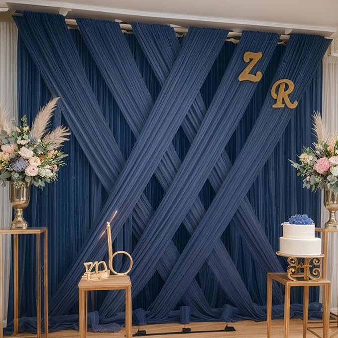 40ft×12ft Wrinkle Free Navy Blue Backdrop Curtain - Image 5
