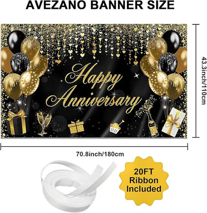 Avezano Happy Anniversary Banner Decorations - Image 3